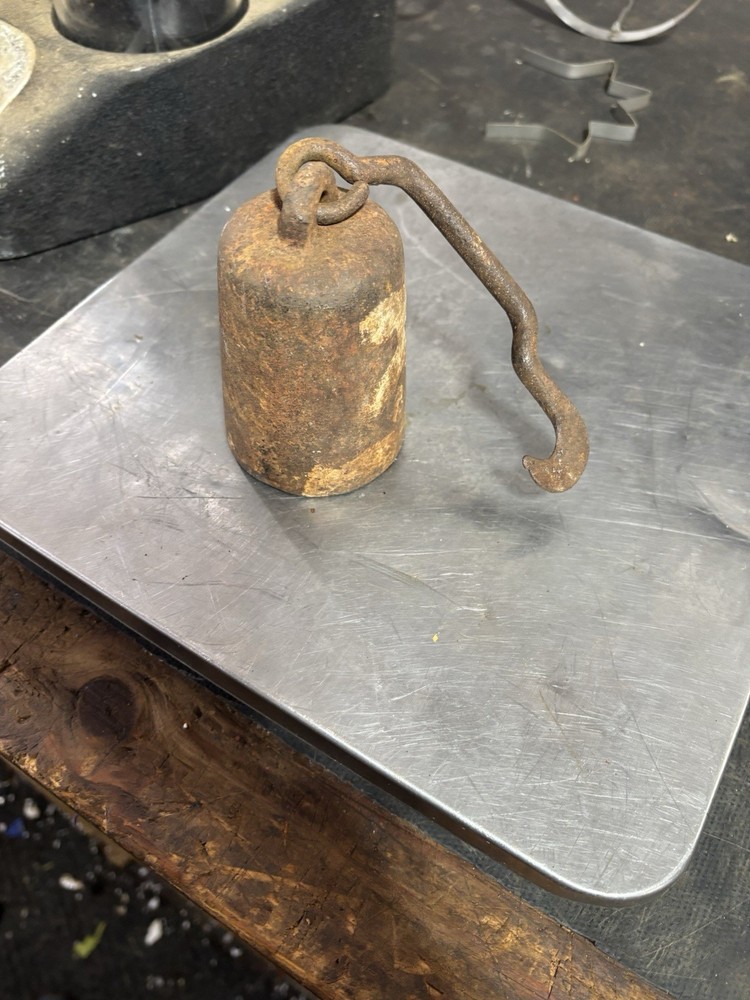 Antique 4lb SCALE WEIGHT Iron Primitive Rustic HANGING