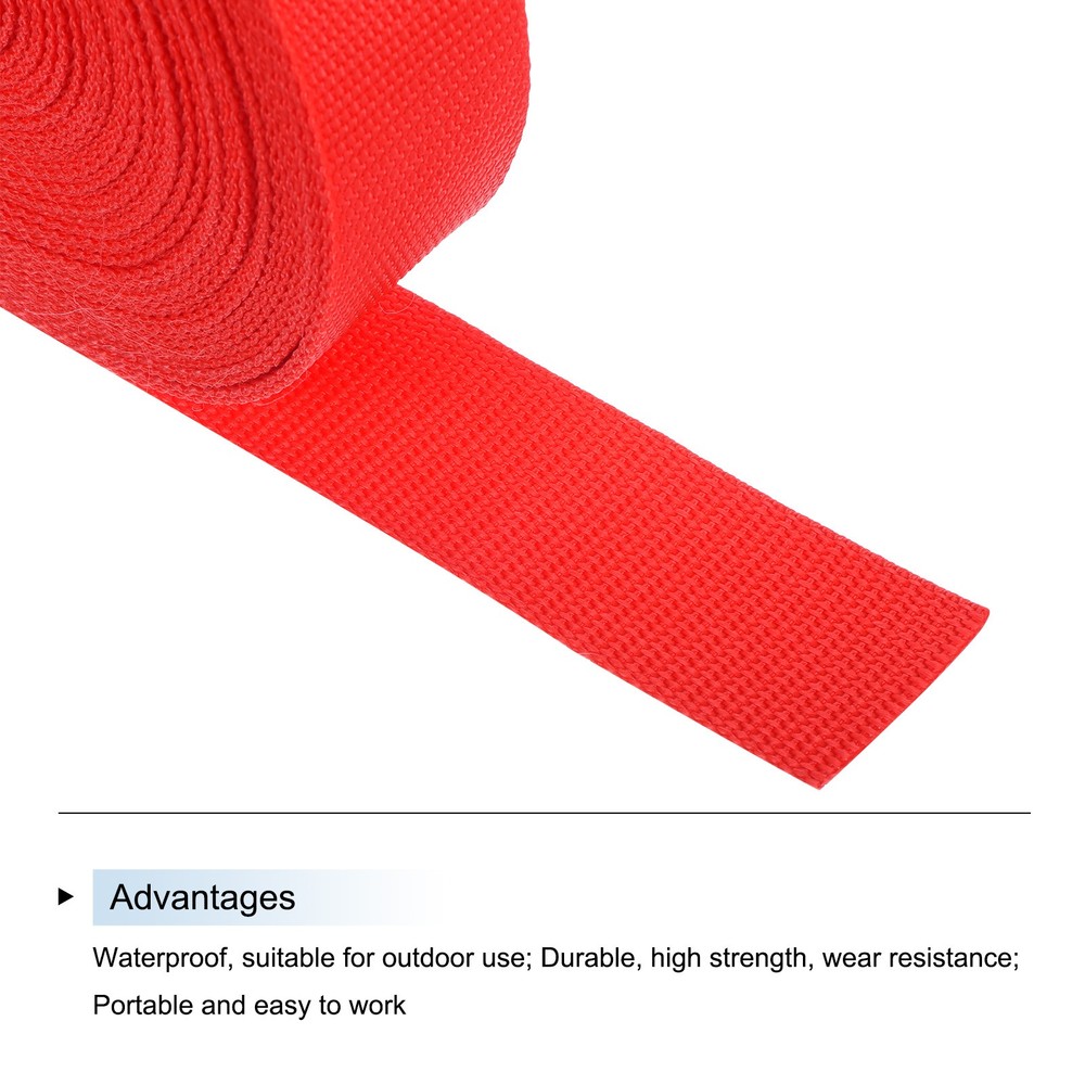 Lightweight Polypropylene Webbing Strap 3.8cm 25 Yard Orange Red
