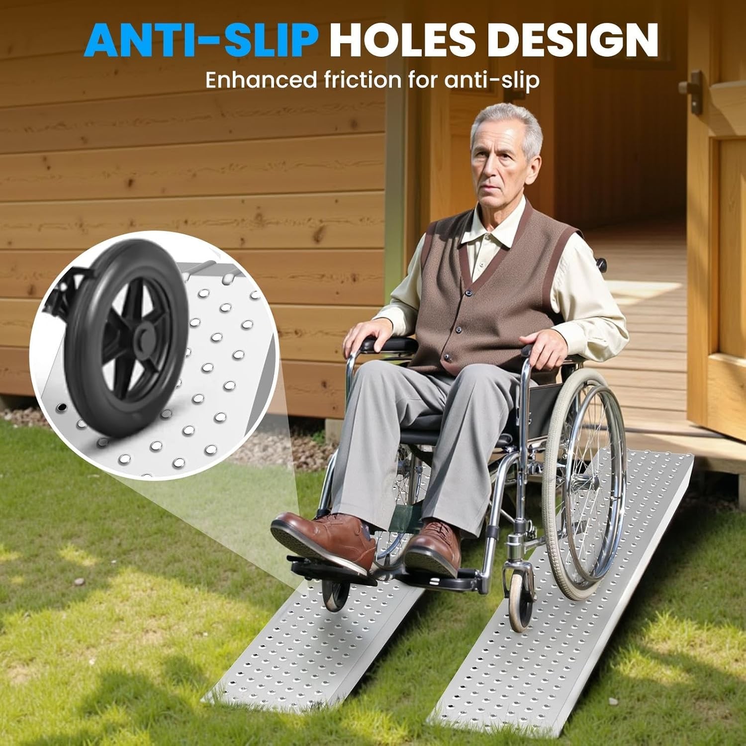 2PCS 9x63inch Aluminum Shed Ramps, Riding Mower Loading Ramps 880lbs Capacity