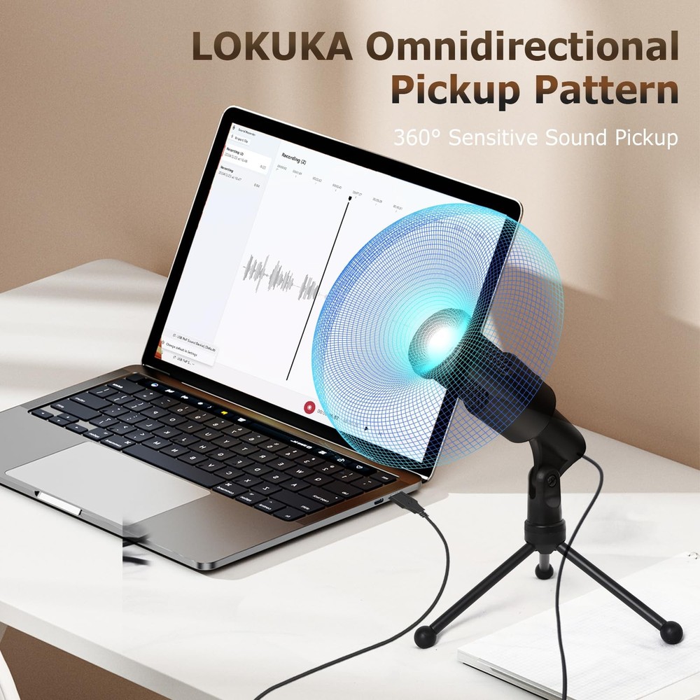PC USB Microphone, Podcast Condenser Mic with Foldable Tripod Mute Switch for...