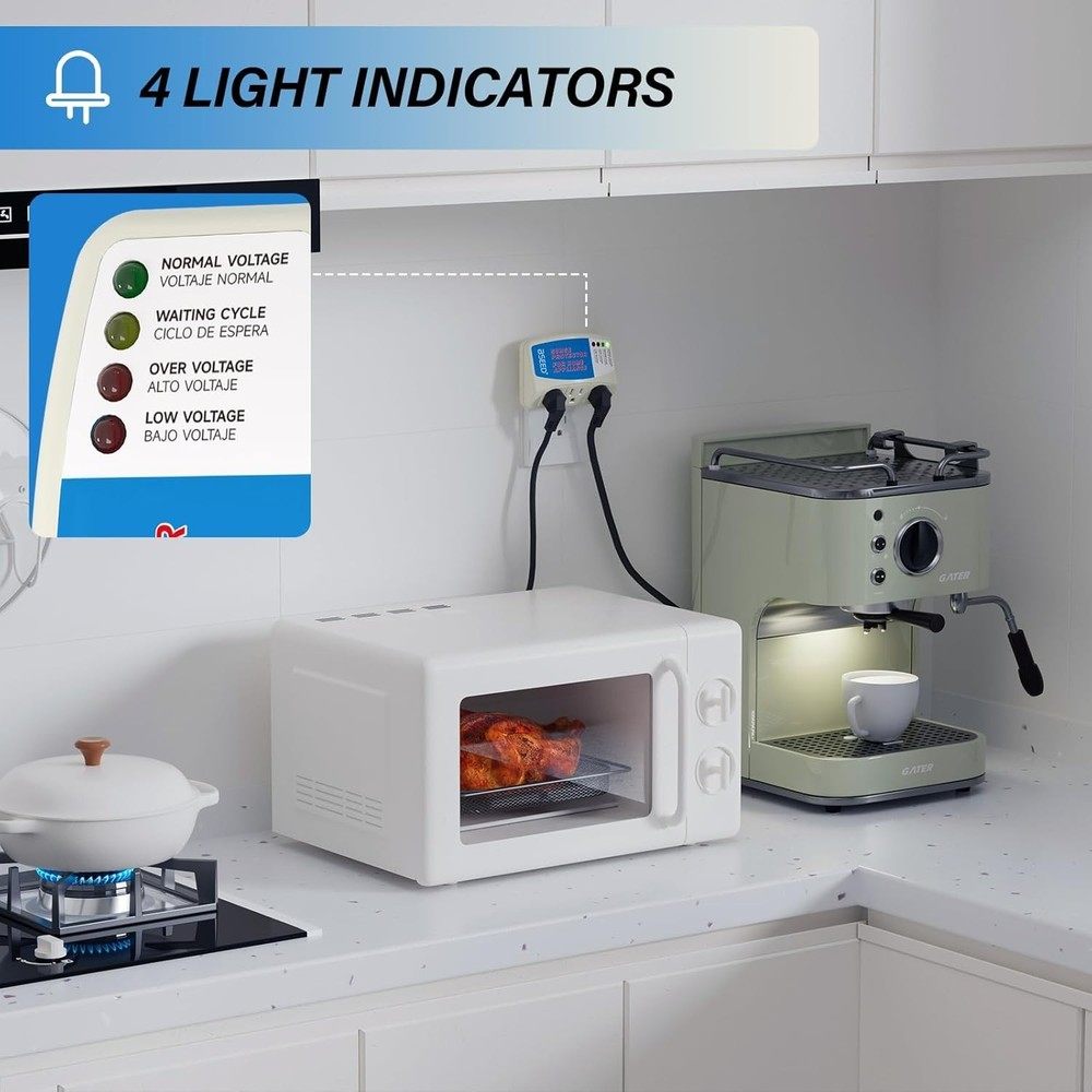 Voltage Protector, 3 Outlet Plug in Surge Protector for Home Appliance Multi ...