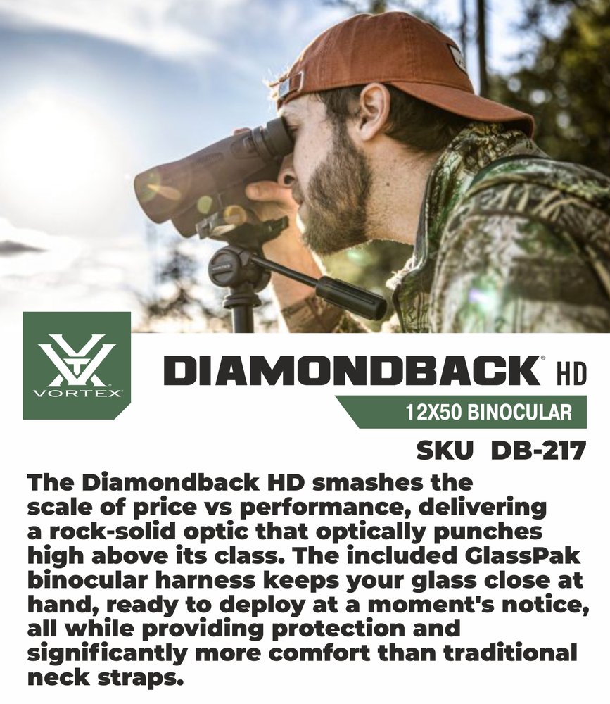 Vortex Optics Diamondback HD 12x50 Binocular with Free Camo Digital Hat Bundle