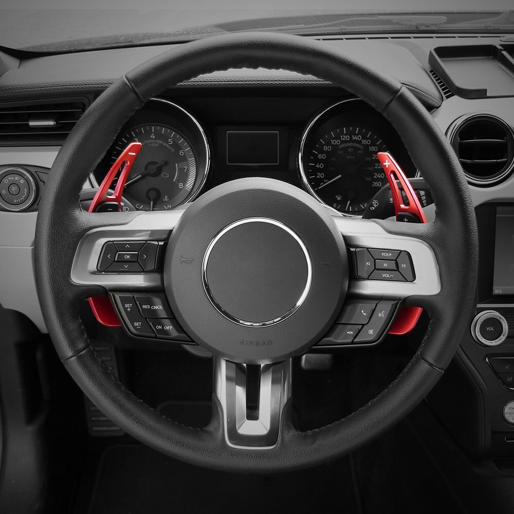 Red Steering Wheel Shift Paddle Shifter Cover Trim For Ford Mustang 2015-2022