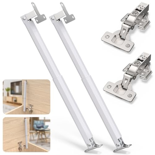 2 Pack Lid Support with Hinges Stainless-Steel 2 Pack with Full Overlay Hinges