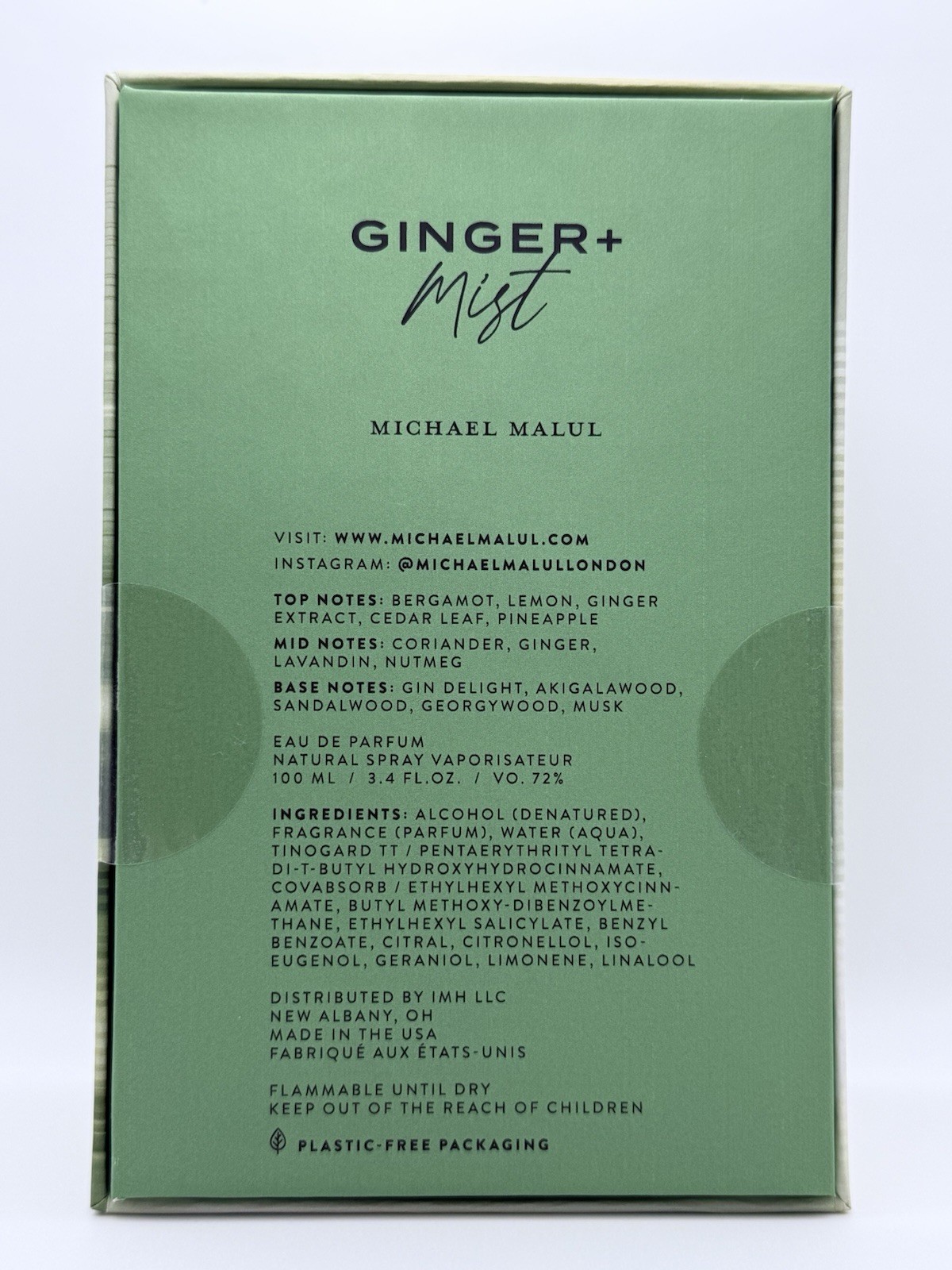 Michael Malul Ginger + Mist 3.4OZ 100 ML Eau de Parfum EDP New SEALED