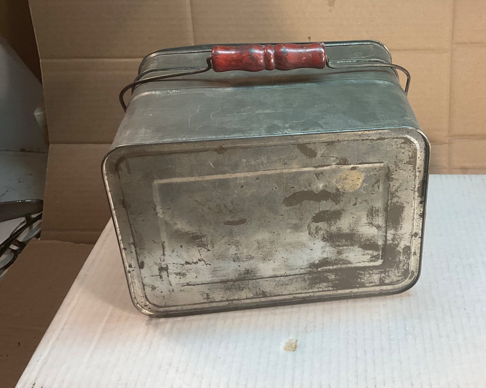 #255 TINWARE MINERS RAILROAD LUNCH PAIL DINNER BOX 3 PCS 7 1/2" TALL