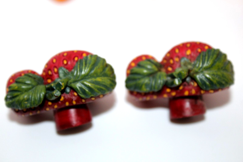 23-pc Double Strawberry Resin Drawer Knobs Realistic Looking Fruit Pulls