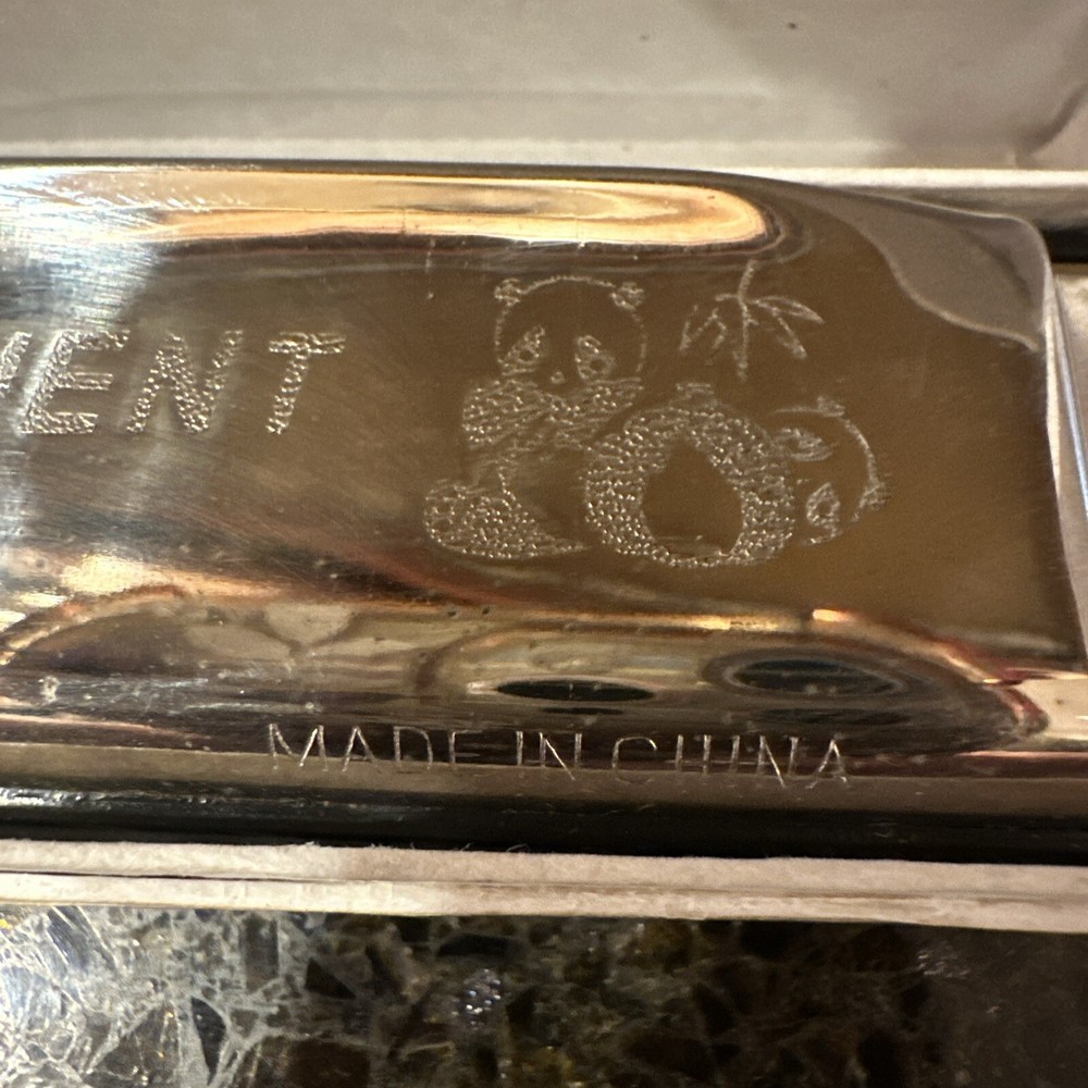 Vintage ORIENT Chlds Harmonica W Panda Etchings In Original Boxin Box
