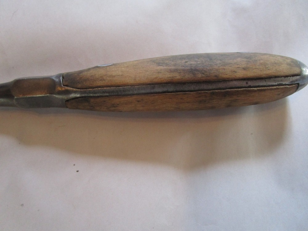 Antique Split Wood Perfect Handle Large Screwdriver, Flat Head, 16", Merit