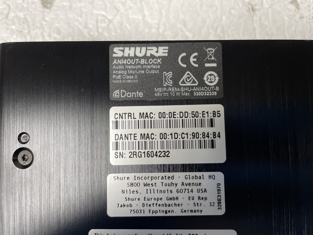 Shure ANI4OUT-BLOCK Audio Network Interface