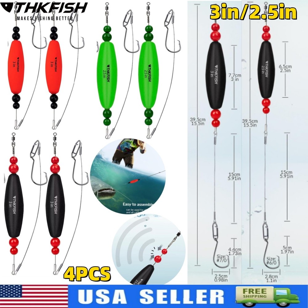 4PCS Catfish Rigs Catfish Float Rigs Catfishing Tackle Santee Rig Cir.Bobbers