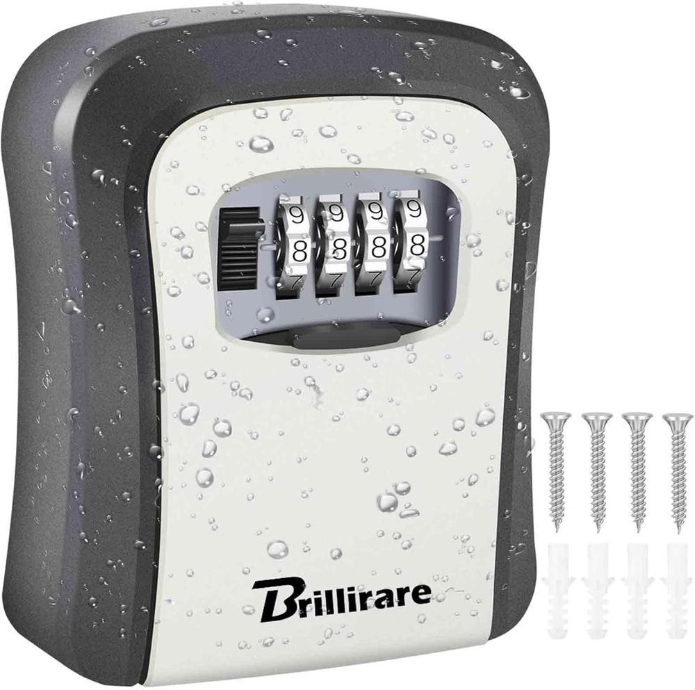 Key Lock Box, Waterproof Combination Lockbox Wall Mount 4 1 Pack, Grey