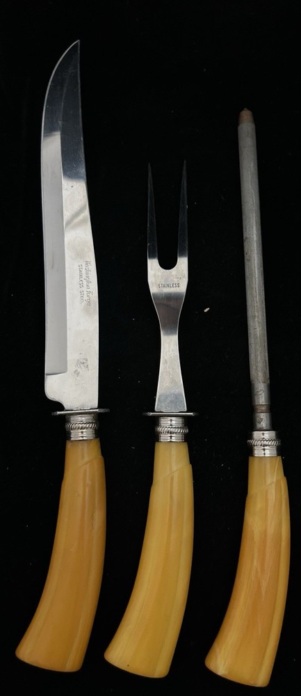 Antique Yellow Bakelite Carving Set