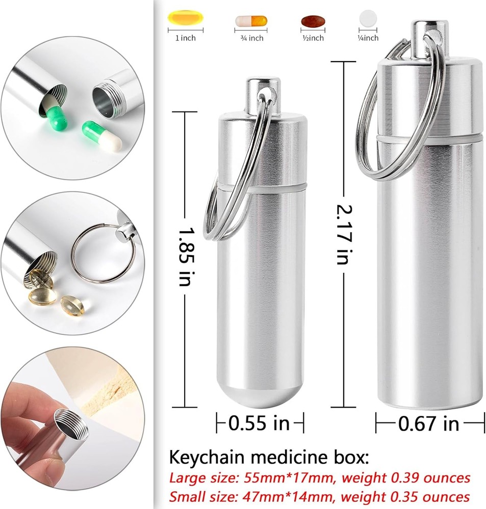 Pill Box 3 Compartment Pockets or Wallet Case Small, Silver+black+rose