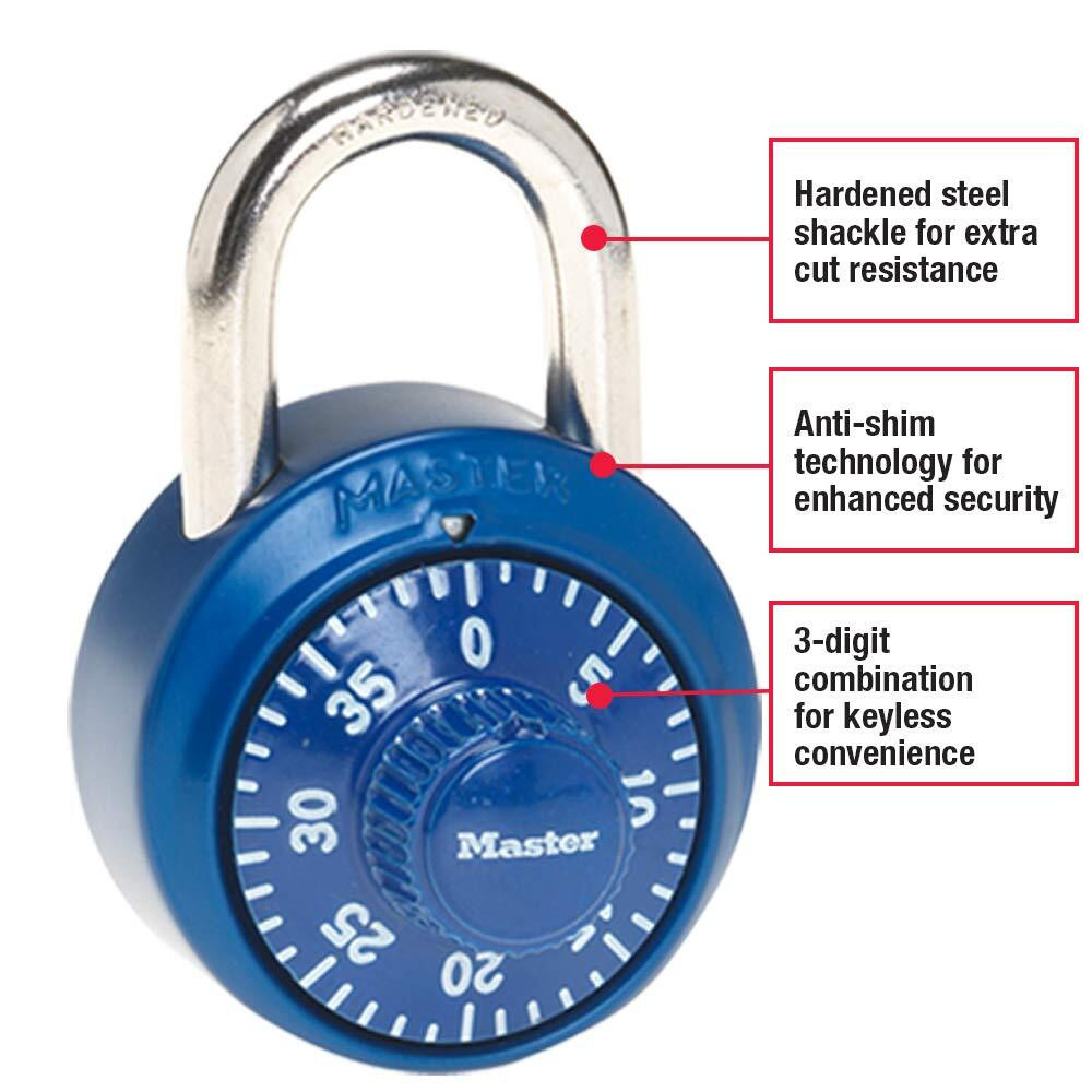 Master Lock 1530DCM Combination Padlock – Locker Lock, 1 Pack, Assorted Colors