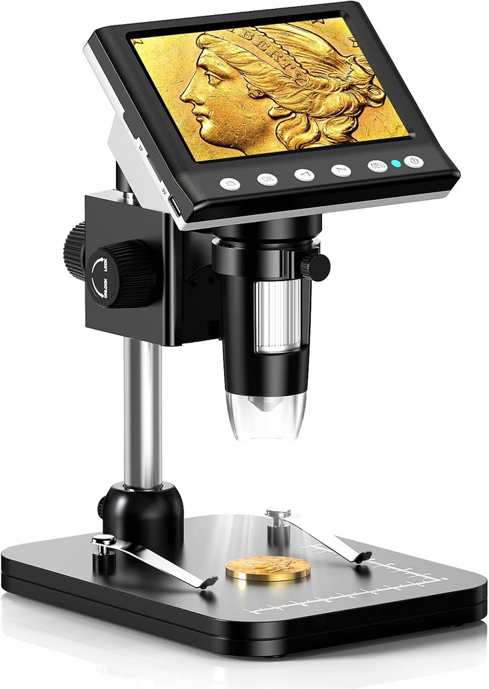 4.3'' IPS Coin Microscope, 1000X Magnification Digital Microscope for Adults，Coi
