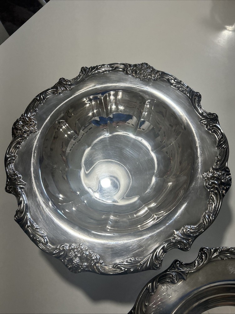 Reed Barton King Francis Silverplate Footed Centerpiece Bowl #1694 & 1671 Dish