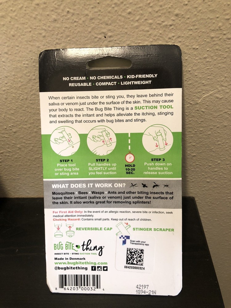 Bug Bite Thing Suction Tool Poison Remover Insect Bite and Sting - 1 Pack NEW