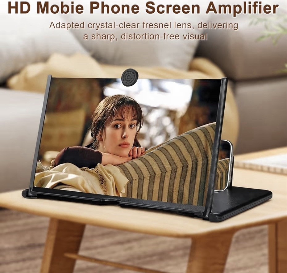 HD Phone Screen Magnifier 3-5x Portable Blue Light Blocking Black