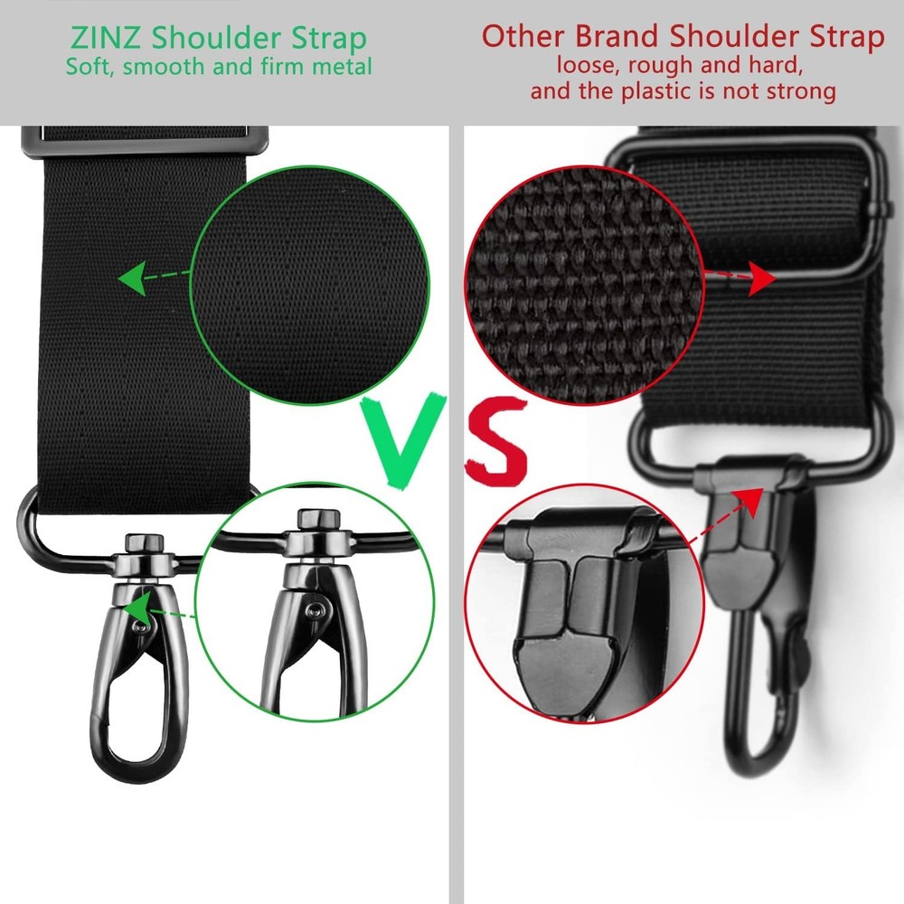 Extra long padded shoulder strap replacement with clasps
