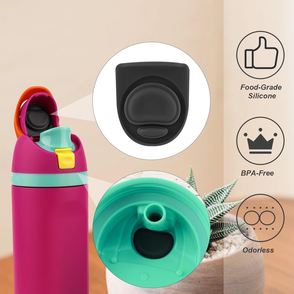 4pcs Bottle Seal Ring & Replacement Stopper for Owala Medium, Black/White