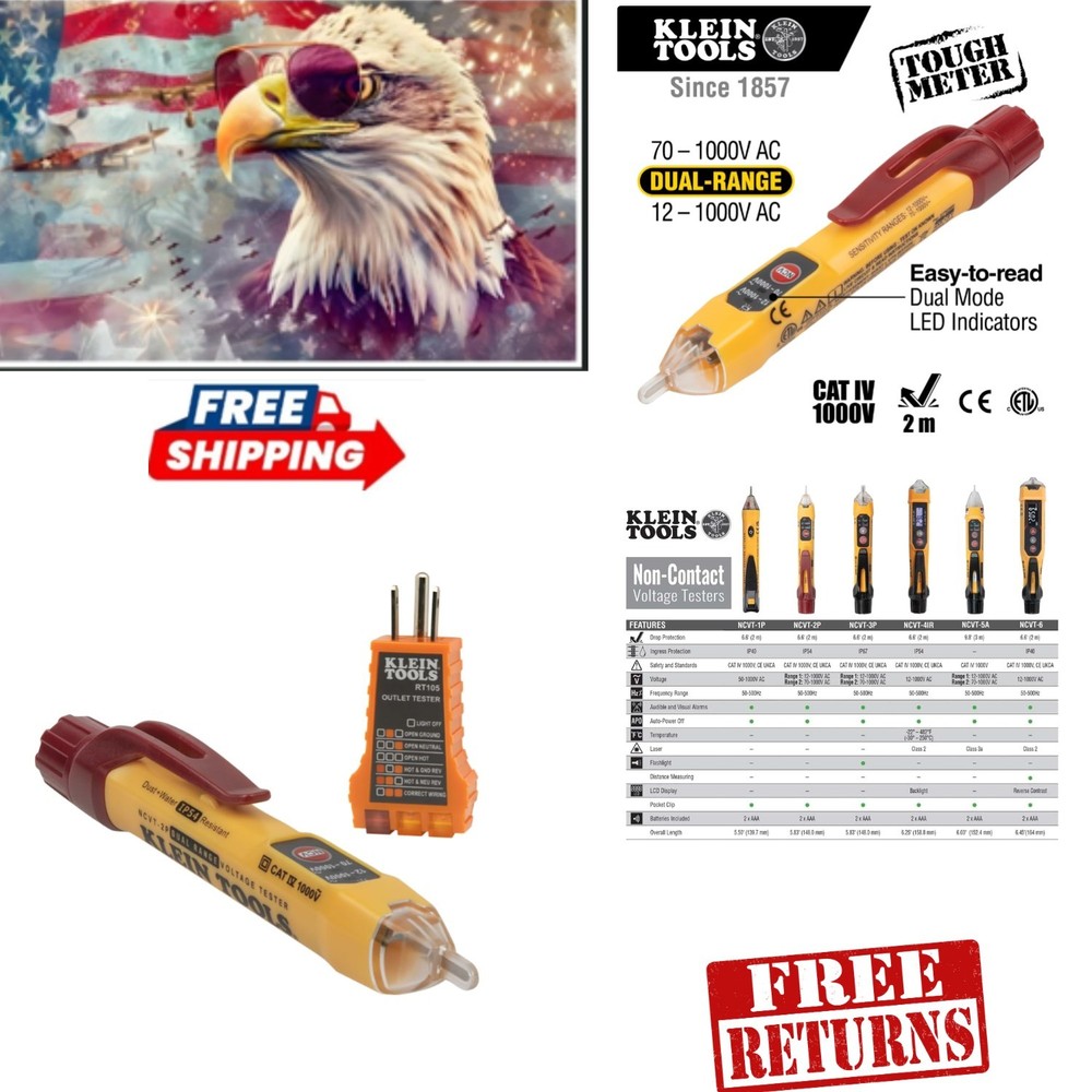 Comprehensive Dual Range Voltage Tester with Receptacle Tester & LED Indicators