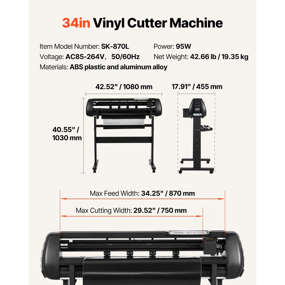 Uimoso 34-Inch Vinyl Cutter and Plotter Machine with Printing Bundle