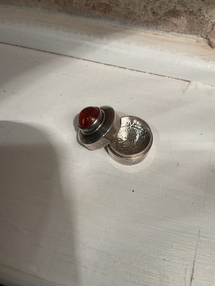Small Baltic Sea Amber Sterling Silver Box