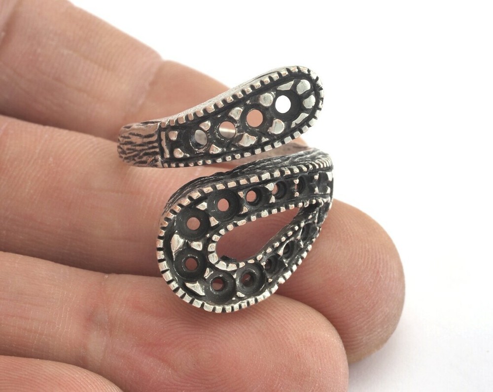 Ring Adjustable Ring Setting - Antique Silver Plated brass 18mm 8US 3148