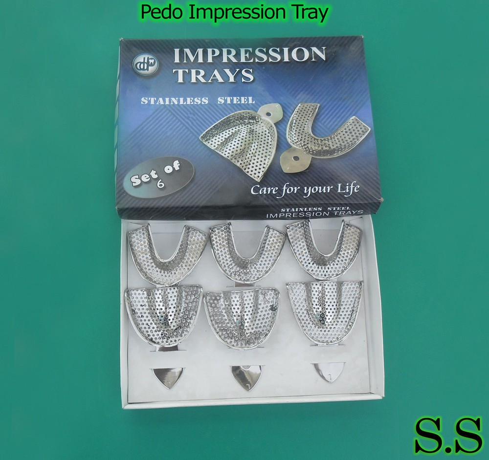 6 Dental Impression Trays set Perforated Denture Dental Instruments