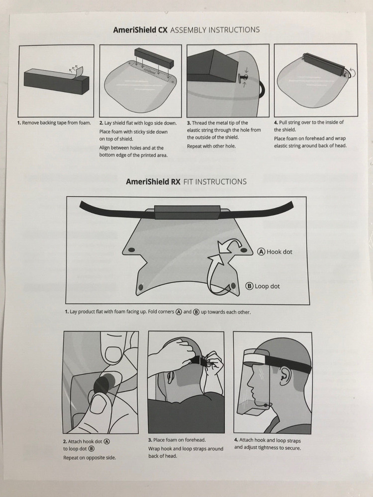 AMERISHIELD RX PROTECTIVE FACE SHIELDS QTY 70 NEW OPEN BOX