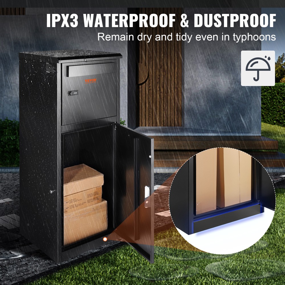 VEVOR Package Delivery Boxes for Outside Delivery Box 16.2"x15.8"x44" Coded Lock