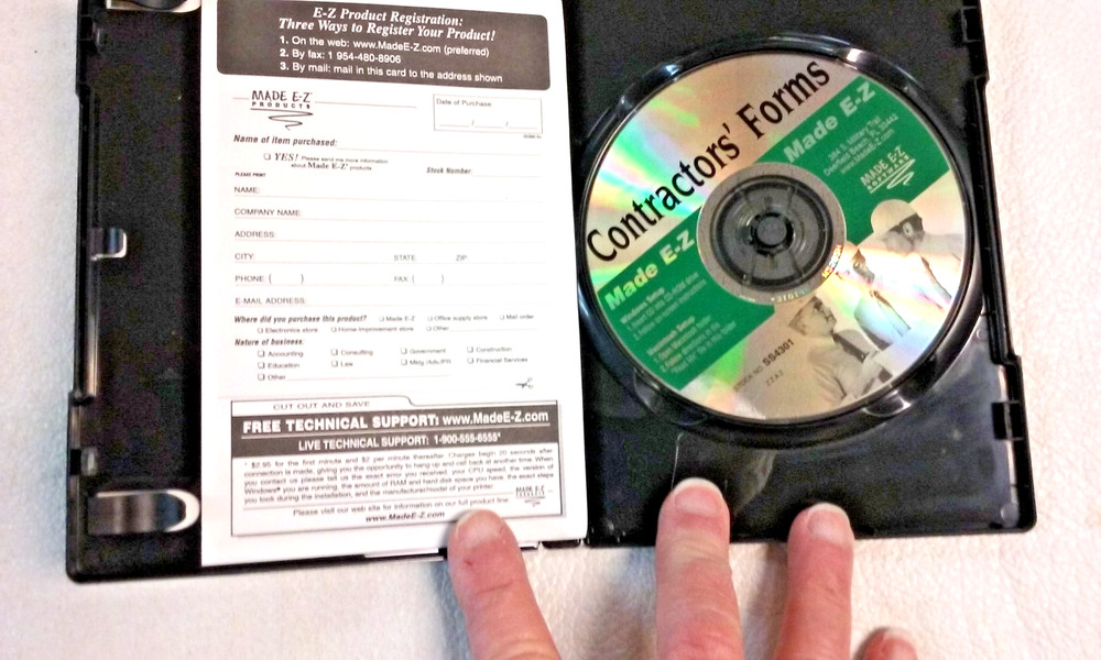 CONTRACTORS FORMS MADE E-Z CD-ROM SOFTWARE WINDOWS V 6.0 with CASE