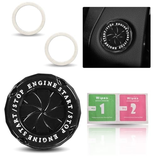 Car Push Start Button Cover, Anti-Scratch Rotary Automotive Engine Start Black