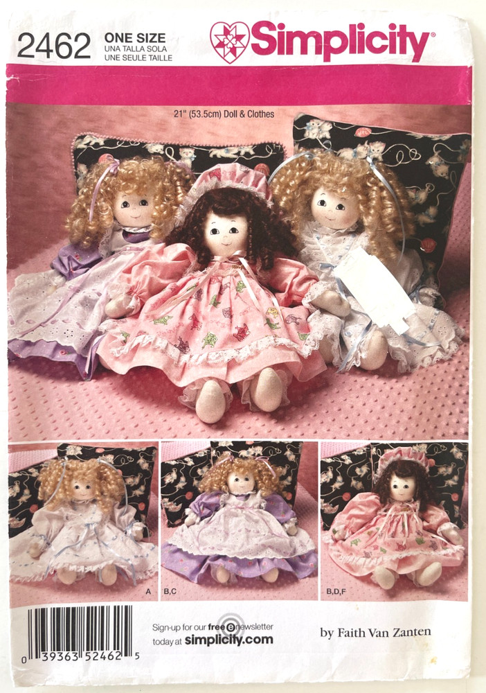Simplicity Stuffed Doll and Clothes Pattern 2462 Size 21" UNCUT