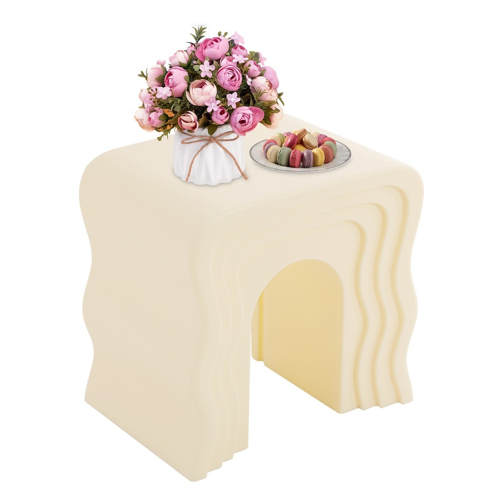 Creamy White 18.5*13.38*17.71 in PP Creative Sofa Side Table, Bedside Table