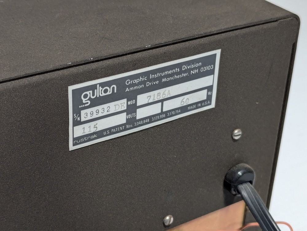 Rustrak Gulton 7186A strip chart recorder as pictured, 115VAC, measures AC volt