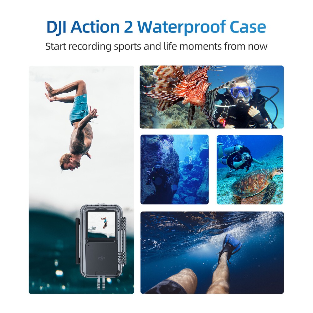 For DJI Action 2 Camera 45M Underwater Diving Housing Protective Case w/ Adapter
