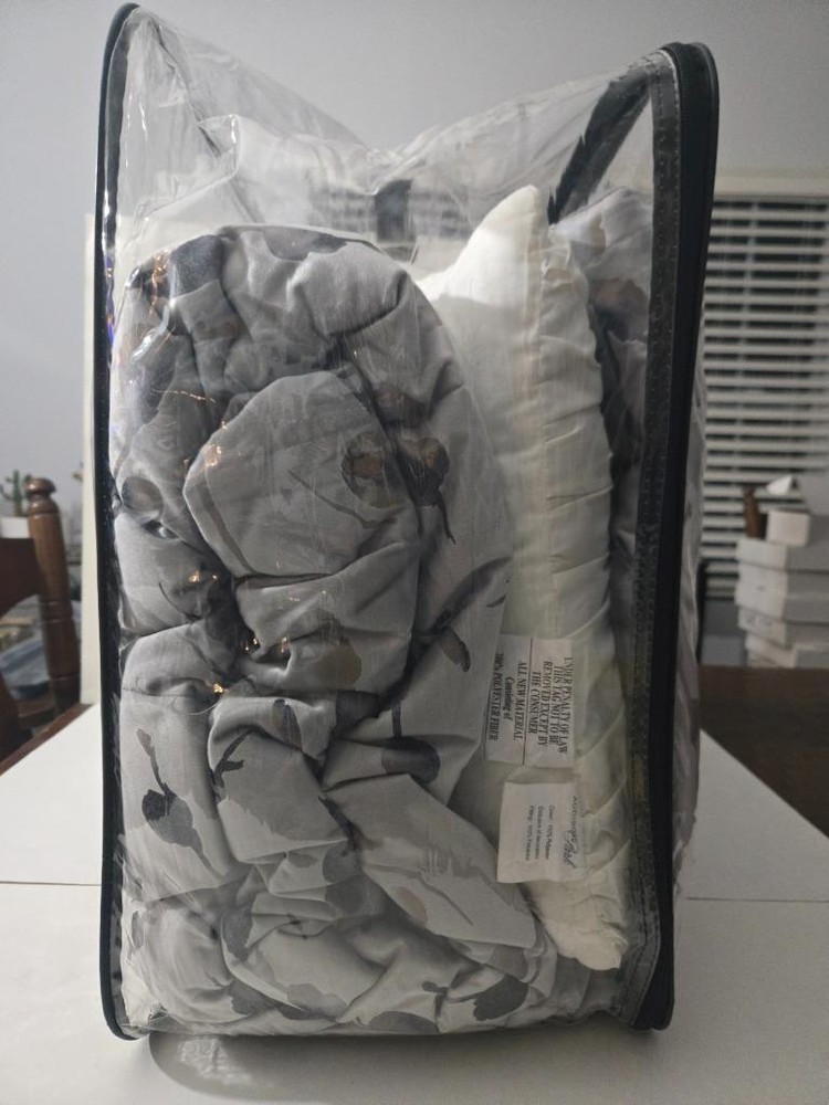 JLA Home Bianca Gray Floral Polyester 9-Pc Queen Comforter Set