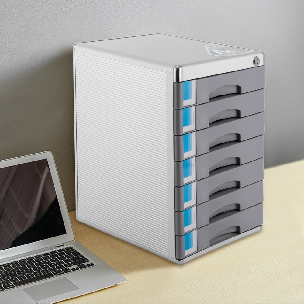 Rectangular Document Storage Box 7 Compartments Drawer Desktop File Organizer