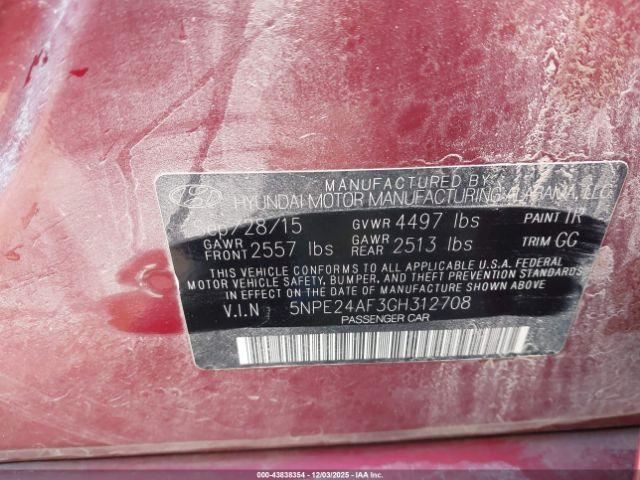 SONATA 2016 Glove Box 4936490