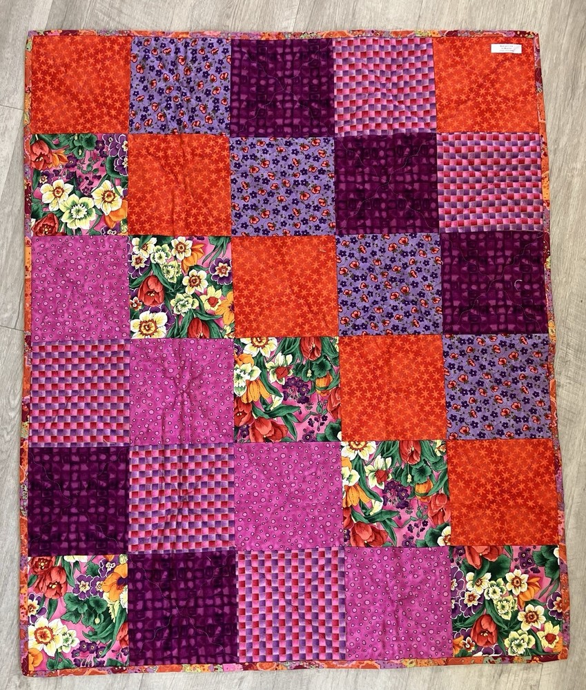 Handmade Lap Quilt 29.5” x 35” Reversible Lightweight