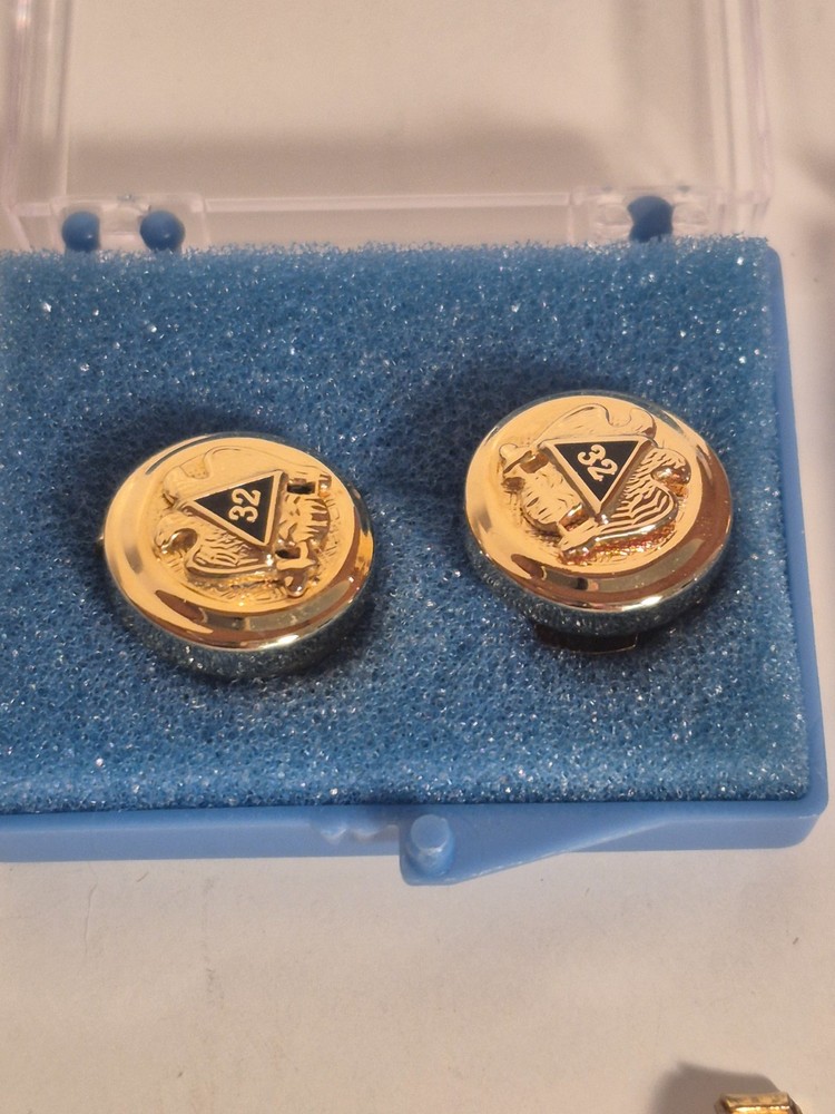 Lot Masonic & Scottish Rite Cuff Links, Pins, Button Caps