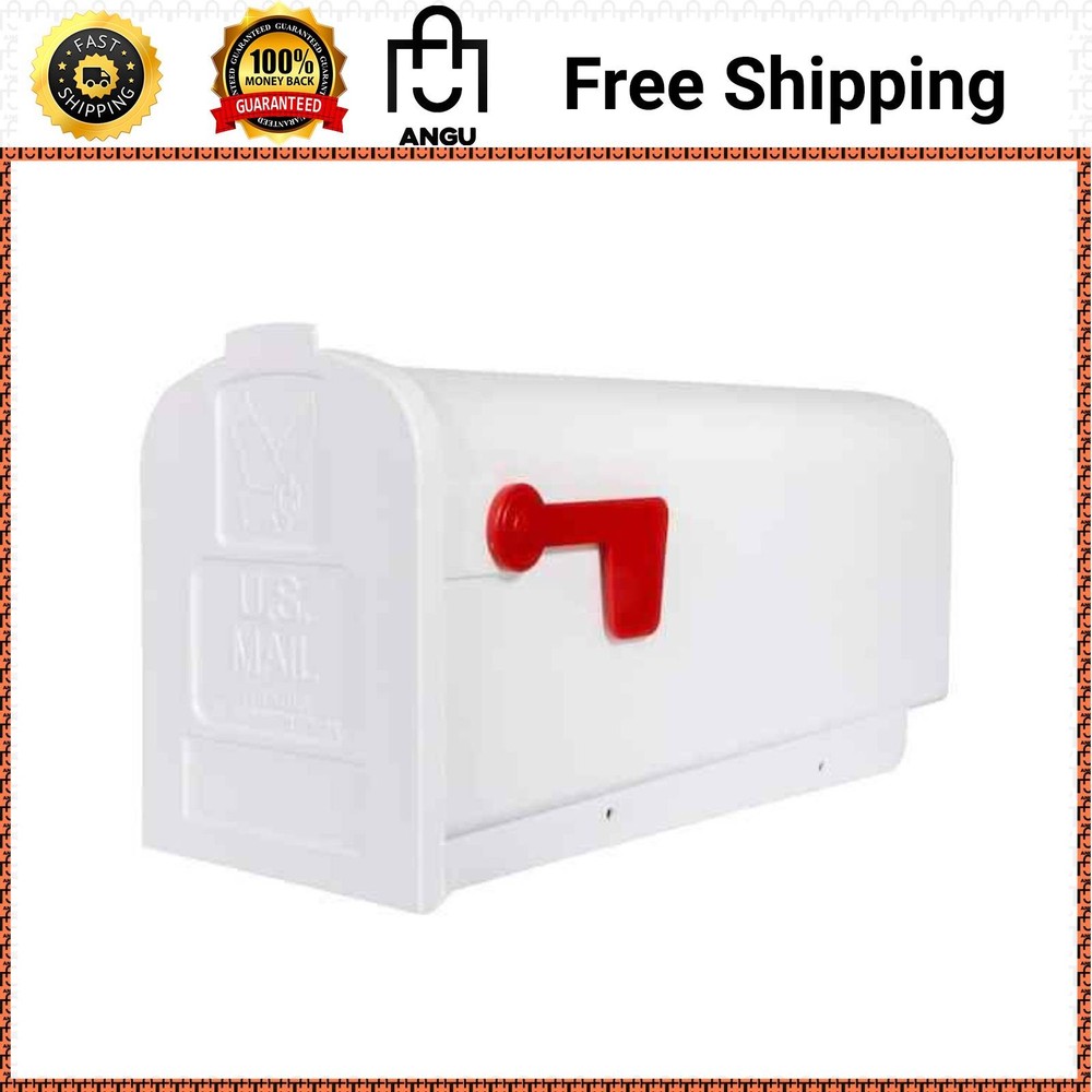 Architectural Mailboxes Parsons White, Medium, Plastic, Post Mount Mailbox
