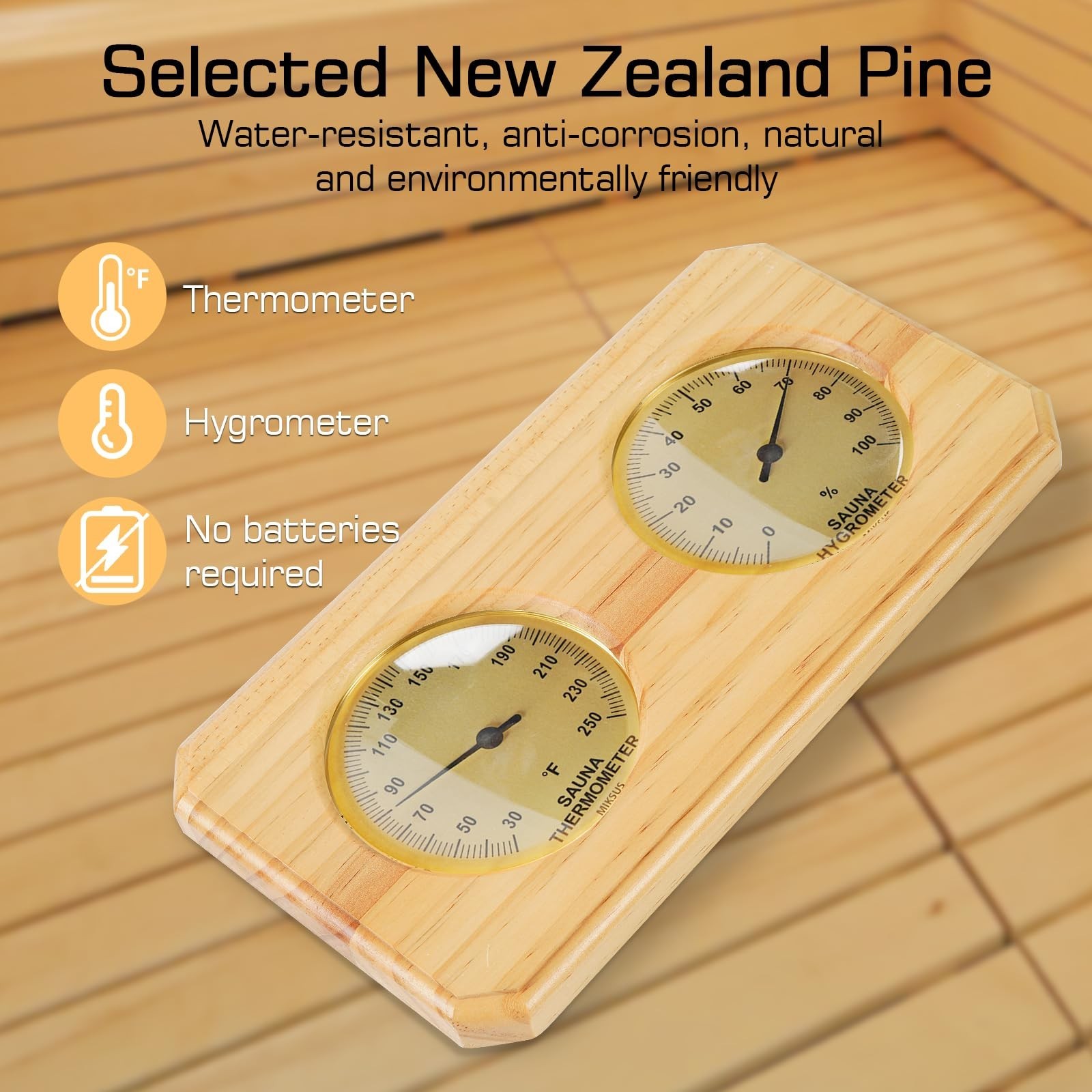 Analog Sauna Thermometer and Hygrometer, 2-in-1 Temperature and Humidity Meter