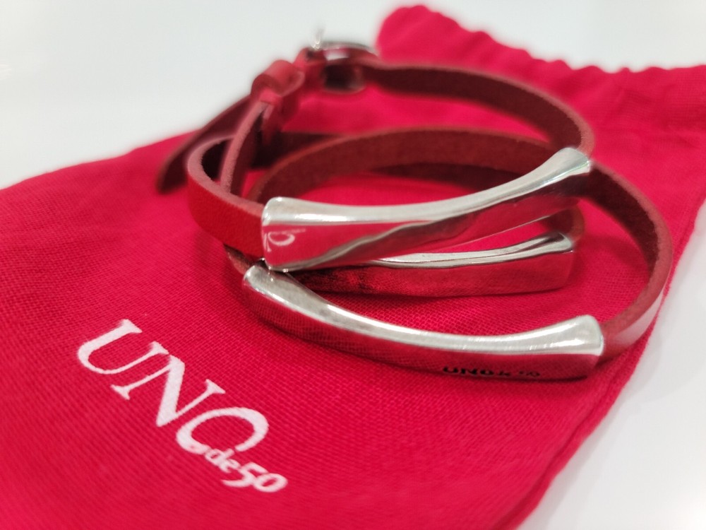 Unode50 Wraparound Red Leather Bracelet 100%Spain