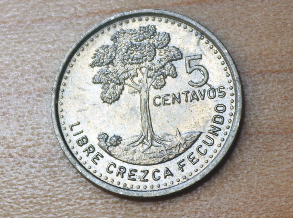 1997 Guatemala 5 Centavos Kapok Tree