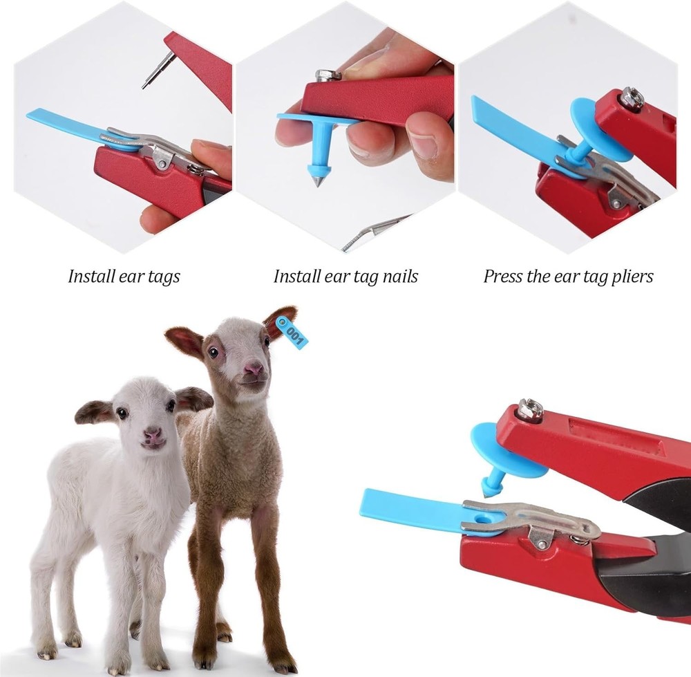 Multi-Purpose 300 PCS Numbered Ear Tags with Applicator for Livestock Management