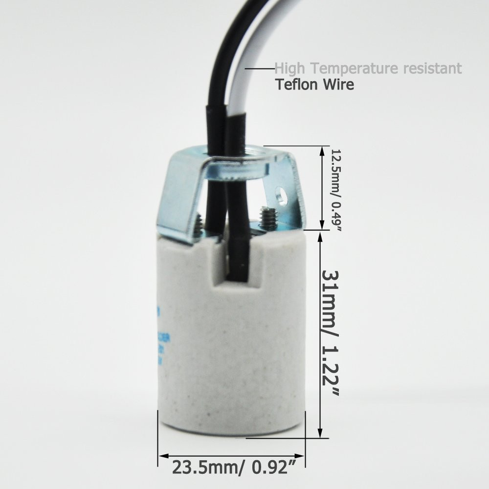 E12 Ceramic Light Socket Lamp Holder With Wire Leads Heat Resistant 4 Pack