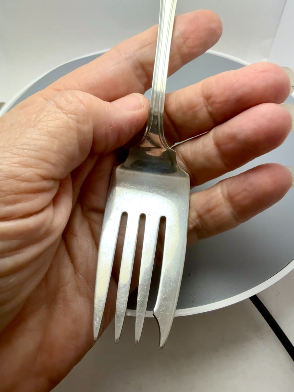 Durgin Fairfax Lg Individual Salad Fork 7.5" Sterling 43.6gm with monogram